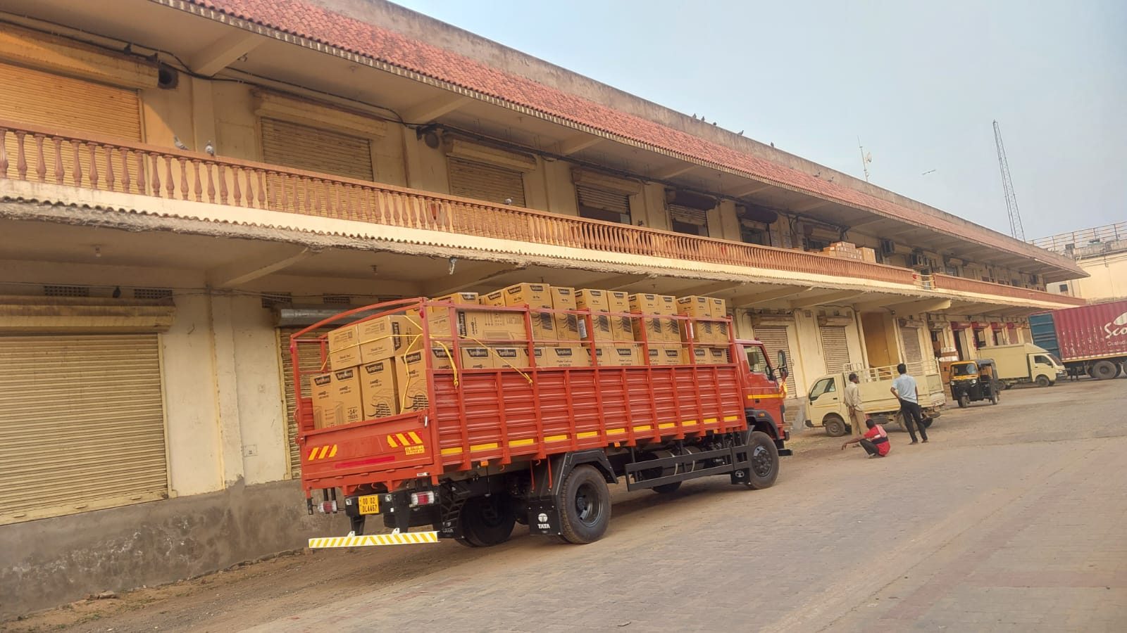 Racked warehouse floor with palletized stock